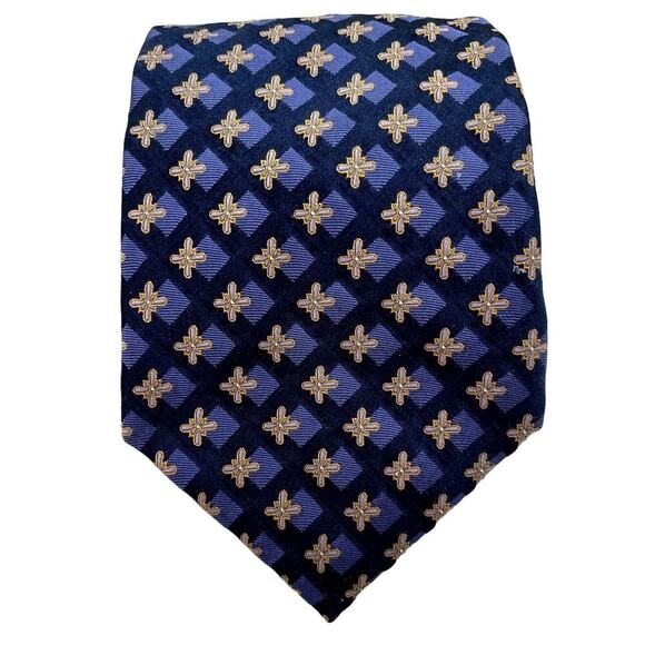 Jos A Bank Signature Collection Blue Gold Silk Tie Men's Necktie - Picture 1 of 5